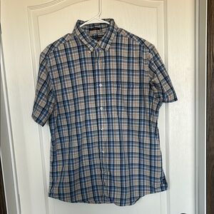 Chaps~Blue Plaid~ Short Sleeve~ Button Down Shirt~Large